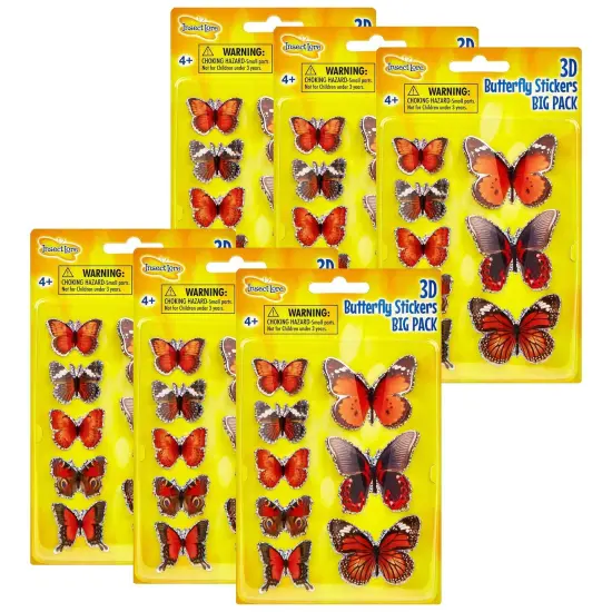 3D Butterfly Stickers BIG PACK, 8 Per Pack, 6 Packs {1}