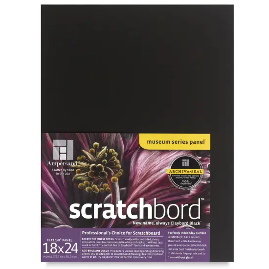 Ampersand Claybord Scratchbord - 18" x 24", 1/8" Thick, Black {1}