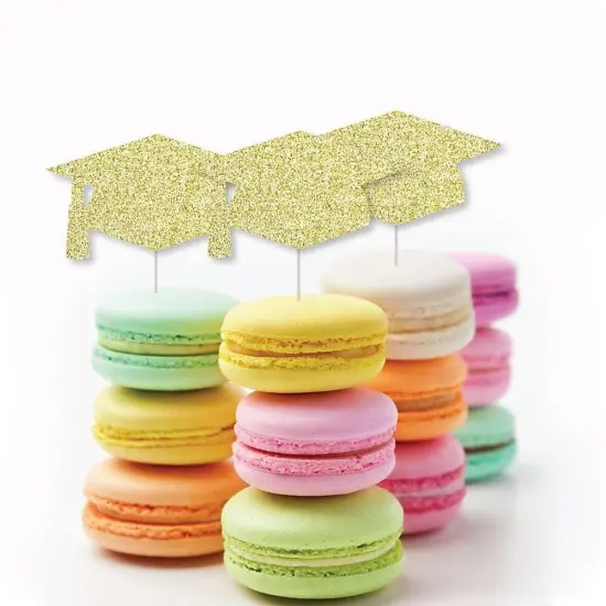 Big Dot of Happiness Gold Glitter Grad Cap - No-Mess Real Gold Glitter Cut-Outs - Graduation Party Confetti - Set of 24 {6}