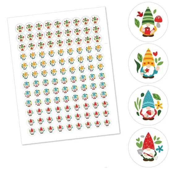 Big Dot of Happiness Garden Gnomes - Forest Gnome Party Round Candy Sticker Favors - Labels Fits Chocolate Candy (1 sheet of 108) {3}