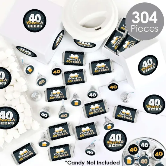 Big Dot of Happiness Cheers and Beers to 40 Years - 40th Birthday Party Candy Favor Sticker Kit - 304 Pieces {3}