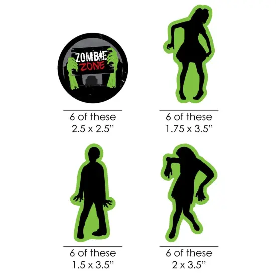 Big Dot of Happiness Zombie Zone - DIY Shaped Halloween or Birthday Zombie Crawl Party Cut-Outs - 24 Count {3}