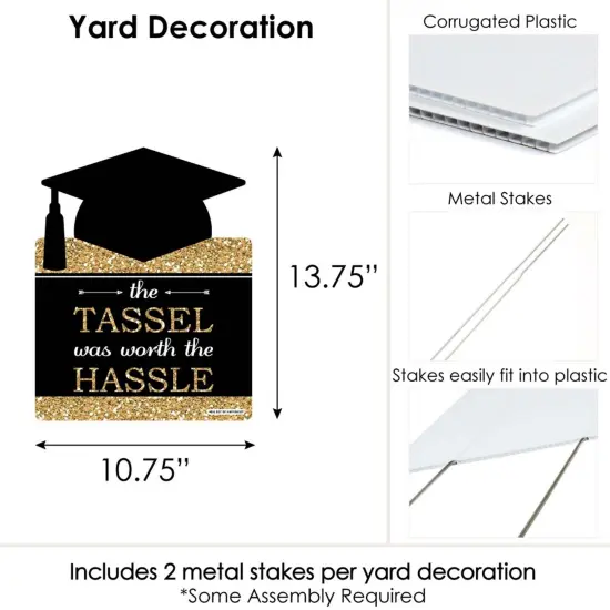 Big Dot of Happiness Gold Graduation Party Yard Sign - Outdoor Lawn Sign - 1 Piece {7}