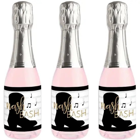 Big Dot of Happiness Nash Bash - Mini Wine and Champagne Bottle Label Stickers - Nashville Bachelorette Party Favor Gift for Women and Men - Set of 16 {1}