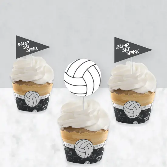 Big Dot of Happiness Bump, Set, Spike - Volleyball - Cupcake Decoration - Baby Shower or Birthday Party Cupcake Wrappers &Treat Picks Kit - Set of 24 {4}