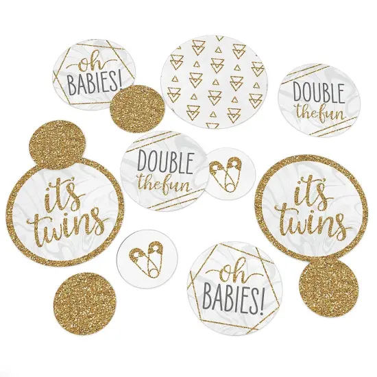 Big Dot of Happiness It's Twins - Gold Twins Baby Shower Giant Circle Confetti - Party Decorations - Large Confetti 27 Count {1}