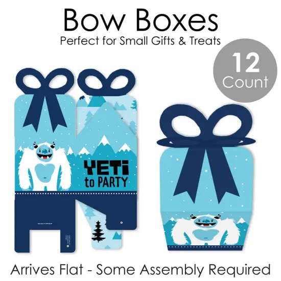 Big Dot of Happiness Yeti to Party - Square Favor Gift Boxes - Abominable Snowman Party or Birthday Party Bow Boxes - Set of 12 {7}