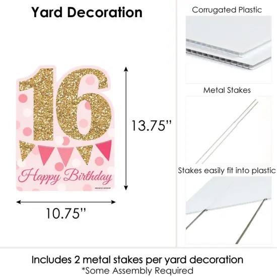 Big Dot of Happiness Sweet 16 - Outdoor Lawn Sign - 16th Birthday Party Yard Sign - 1 Piece {7}