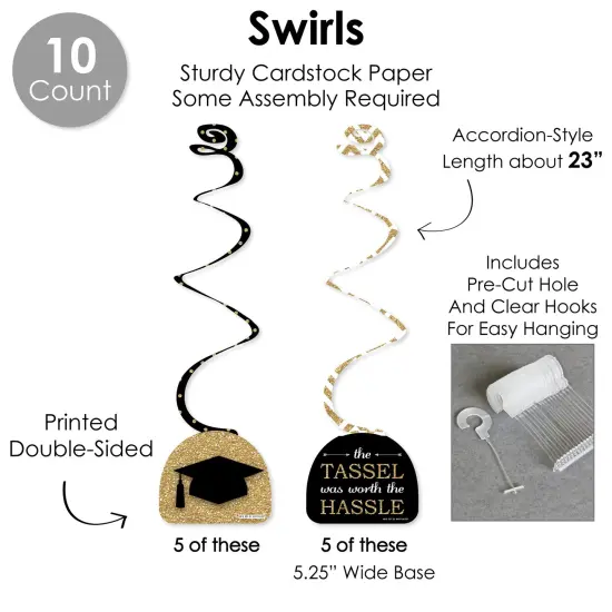 Big Dot of Happiness Tassel Worth The Hassle - Gold - Graduation Party Supplies Decoration Kit - Decor Galore Party Pack - 51 Pieces {6}