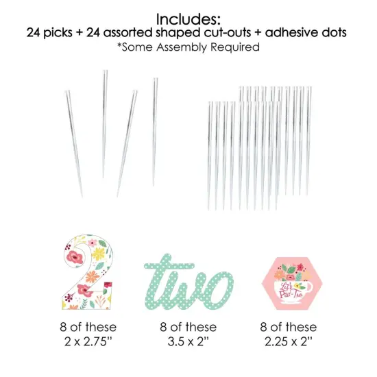 Big Dot of Happiness 2nd Birthday Tea for Two - Dessert Cupcake Toppers - Garden Second Birthday Party Clear Treat Picks - Set of 24 {7}