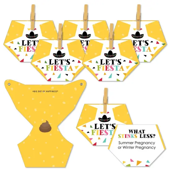 Big Dot of Happiness Let's Fiesta - Baby Shower Conversation Starter - 2-in-1 Dirty Diaper Game - Set of 24 {1}