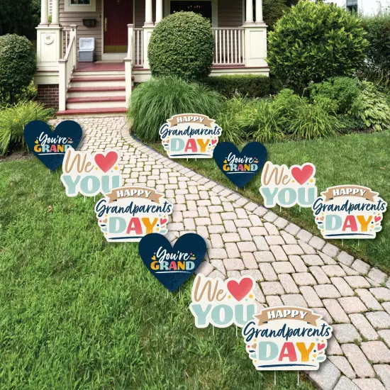 Big Dot of Happiness Happy Grandparents Day - Heart Lawn Decorations - Outdoor Grandma & Grandpa Party Yard Decorations - 10 Piece {1}