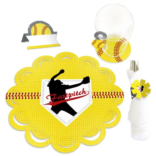 Big Dot of Happiness Grand Slam - Fastpitch Softball - Birthday Party & Baby Shower Paper Charger & Table Decorations Chargerific Kit Setting for 8 {1}