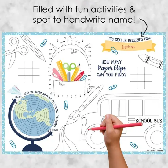 Big Dot of Happiness Back to School - Paper First Day of School Classroom Decorations Coloring Sheets - Activity Placemats - Set of 16 {3}