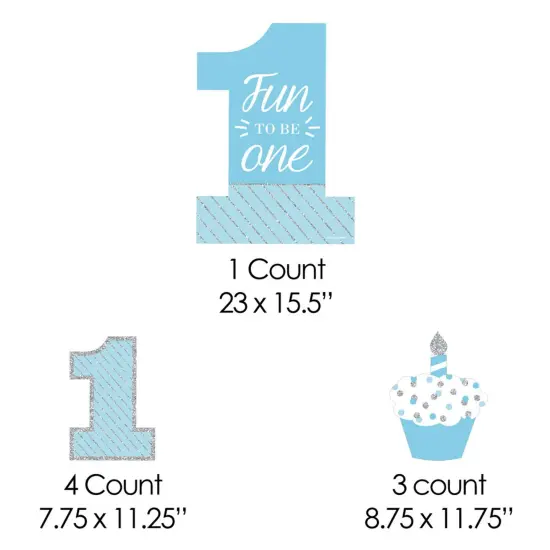 Big Dot of Happiness 1st Birthday Boy - Fun to be One - Yard Sign & Outdoor Lawn Decorations - First Happy Birthday Party Yard Signs - Set of 8 {7}