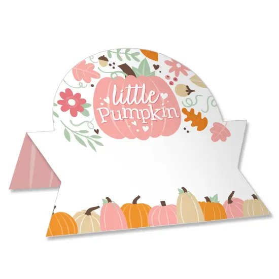 Big Dot of Happiness Girl Little Pumpkin - Fall Birthday Party or Baby Shower Tent Buffet Card - Table Setting Name Place Cards - Set of 24 {1}