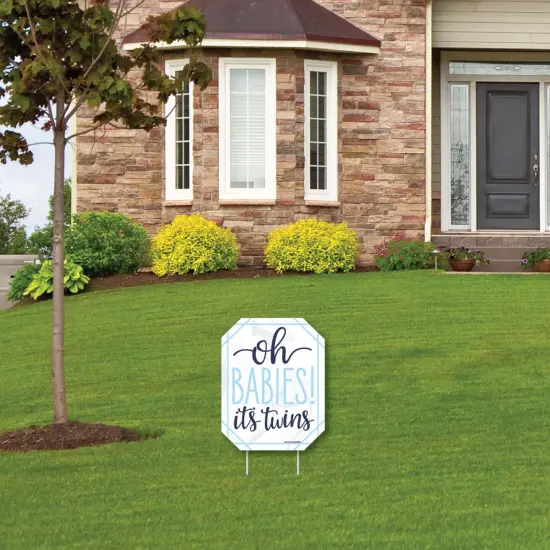 Big Dot of Happiness It's Twin Boys - Outdoor Lawn Sign - Blue Twins Baby Shower Yard Sign - 1 Piece {4}