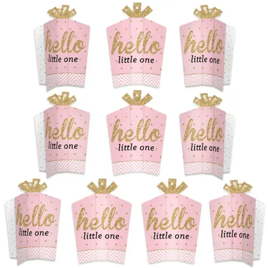 Big Dot of Happiness Hello Little One - Pink and Gold - Table Decorations - Girl Baby Shower Fold and Flare Centerpieces - 10 Count {1}