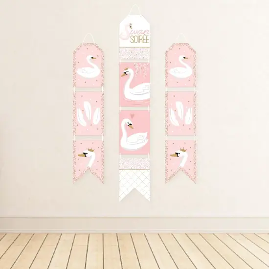 Big Dot of Happiness Swan Soiree - Hanging Vertical Paper Door Banners - White Swan Baby Shower or Birthday Party Wall Decor Kit - Indoor Door Decor {4}