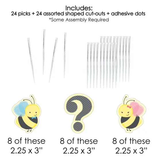 Big Dot of Happiness What Will It Bee - Dessert Cupcake Toppers - Gender Reveal Clear Treat Picks - Set of 24 {7}