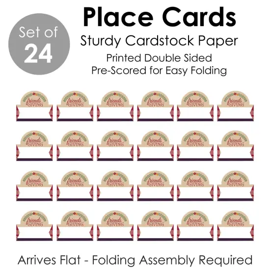 Big Dot of Happiness Friends Thanksgiving Feast - Friendsgiving Tent Buffet Card - Table Setting Name Place Cards - Set of 24 {7}