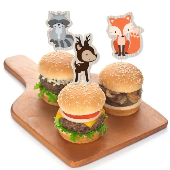 Big Dot of Happiness Woodland Creatures - Dessert Cupcake Toppers - Baby Shower or Birthday Party Clear Treat Picks - Set of 24 {4}