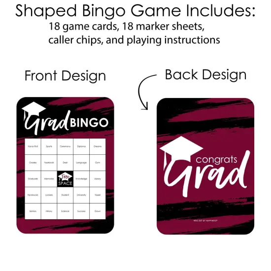 Big Dot of Happiness Maroon Grad - Best is Yet to Come - Bingo Cards and Markers - Burgundy Graduation Party Shaped Bingo Game - Set of 18 {4}