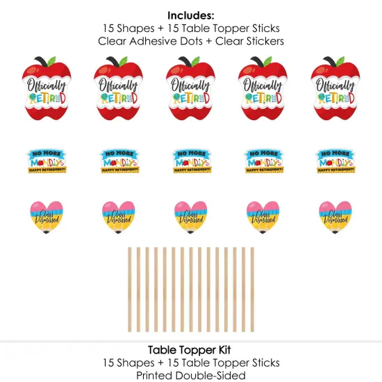 Big Dot of Happiness Teacher Retirement - Happy Retirement Party Centerpiece Sticks - Table Toppers - Set of 15 {7}