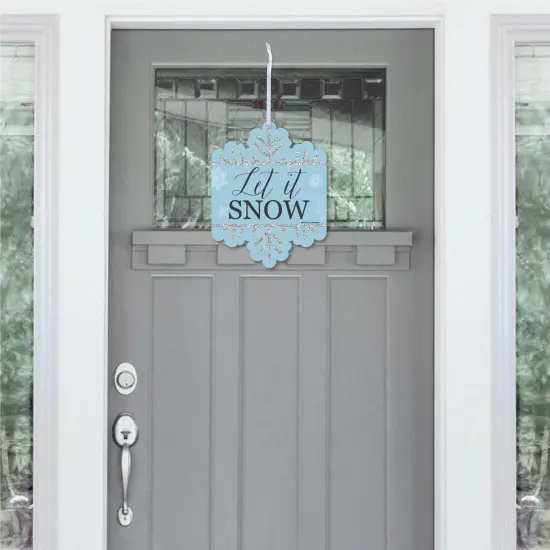 Big Dot of Happiness Winter Wonderland - Hanging Porch Snowflake Holiday Party & Winter Wedding Outdoor Decorations - Front Door Decor - 1 Piece Sign {3}