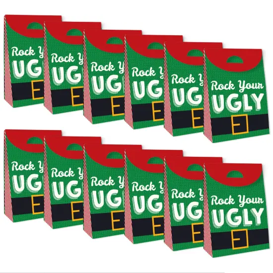 Big Dot of Happiness Ugly Sweater - Holiday and Christmas Gift Favor Bags - Party Goodie Boxes - Set of 12 {6}