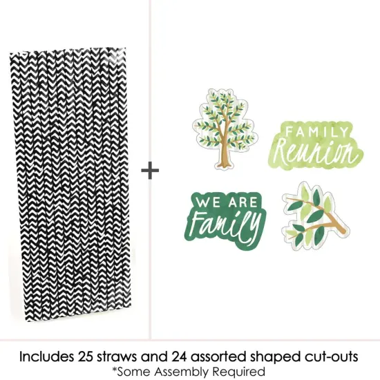 Big Dot of Happiness Family Tree Reunion - Paper Straw Decor - Family Gathering Party Striped Decorative Straws - Set of 24 {7}