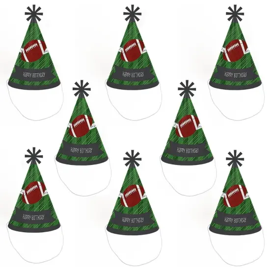 Big Dot of Happiness End Zone - Football - Cone Happy Birthday Party Hats for Kids and Adults - Set of 8 (Standard Size) {7}