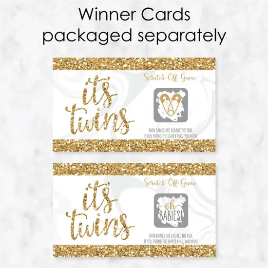 Big Dot of Happiness It's Twins - Gold Twins Baby Shower Game Scratch Off Cards - 22 Count {4}