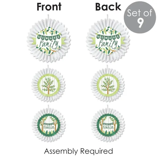 Big Dot of Happiness Family Tree Reunion - Hanging Family Gathering Party Tissue Decoration Kit - Paper Fans - Set of 9 {7}