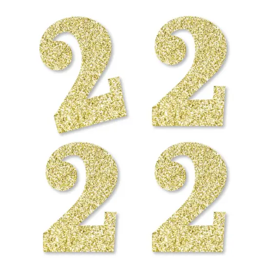 Big Dot of Happiness Gold Glitter 2 - No-Mess Real Gold Glitter Cut-Out Numbers - 2nd Birthday Party Confetti - Set of 24 {1}