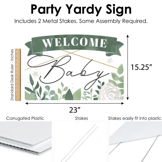 Big Dot of Happiness Boho Botanical Baby - Greenery Baby Shower Yard Sign Lawn Decorations - Welcome Baby Party Yardy Sign {7}