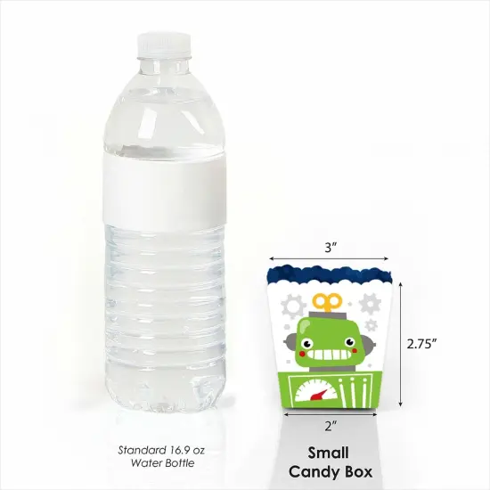 Big Dot of Happiness Gear Up Robots - Party Mini Favor Boxes - Birthday Party or Baby Shower Treat Candy Boxes - Set of 12 {3}