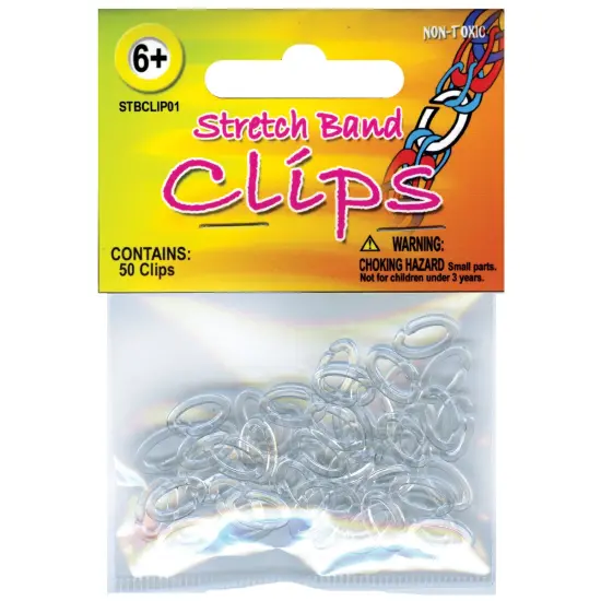 Pepperell Stretch Band Bracelet Clips 50/Pkg-Clear {1}