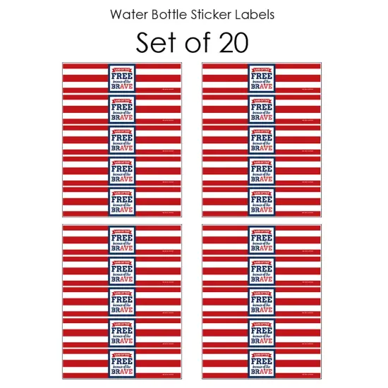 Big Dot of Happiness Happy Veterans Day - Patriotic Water Bottle Sticker Labels - Set of 20 {4}