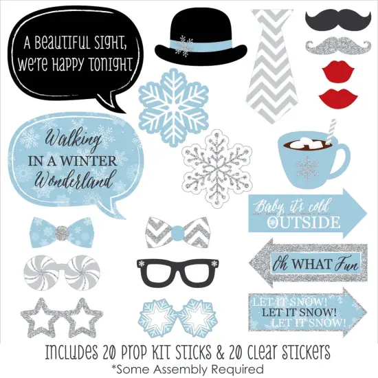 Big Dot of Happiness Winter Wonderland - Snowflake Holiday Party and Winter Wedding Photo Booth Props Kit - 20 Count {3}