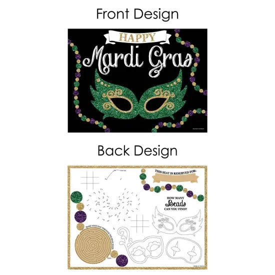 Big Dot of Happiness Mardi Gras - Paper Masquerade Party Coloring Sheets - Activity Placemats - Set of 16 {7}
