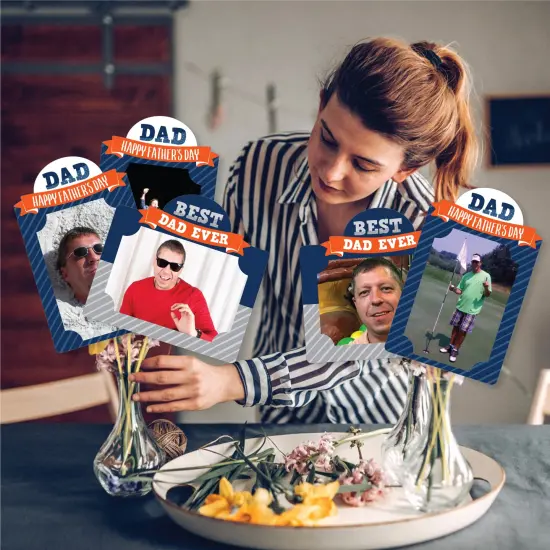 Big Dot of Happiness Happy Father's Day - We Love Dad Party Picture Centerpiece Sticks - Photo Table Toppers - 15 Pieces {3}