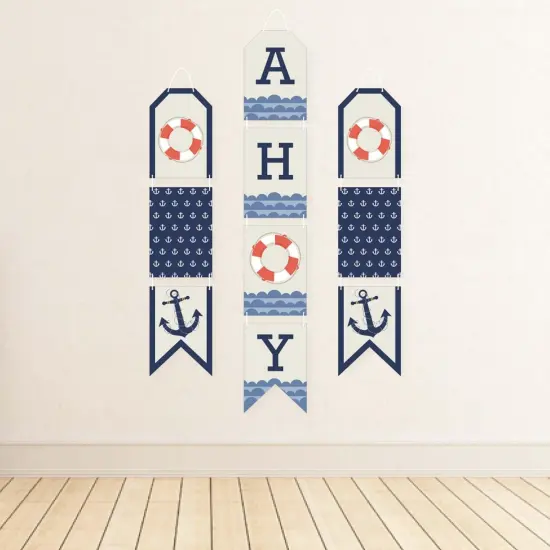 Big Dot of Happiness Ahoy - Nautical - Hanging Vertical Paper Door Banners - Baby Shower or Birthday Party Wall Decoration Kit - Indoor Door Decor {4}