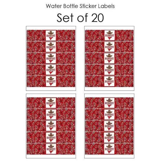 Big Dot of Happiness Western Hoedown - Wild West Cowboy Party Water Bottle Sticker Labels - Set of 20 {4}