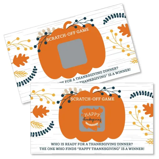 Big Dot of Happiness Happy Thanksgiving - Fall Harvest Party Game Scratch Off Cards - 22 Count {1}