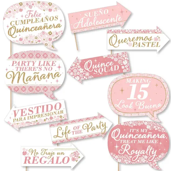 Big Dot of Happiness Funny Mis Quince Anos - Quinceanera Sweet 15 Birthday Party Photo Booth Props Kit - 10 Piece {1}