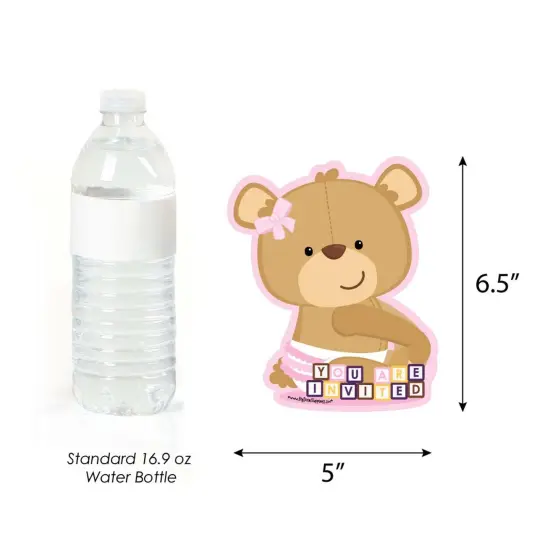 Big Dot of Happiness Baby Girl Teddy Bear - Shaped Fill-in Invitations - Baby Shower Invitation Cards with Envelopes - Set of 12 {6}