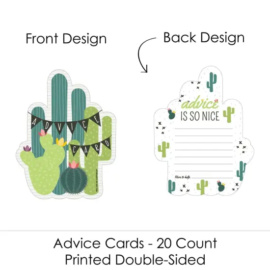 Big Dot of Happiness Prickly Cactus Party - Wish Card Fiesta Baby Shower or Bachelorette Party Activities - Shaped Advice Cards Game - Set of 20 {4}