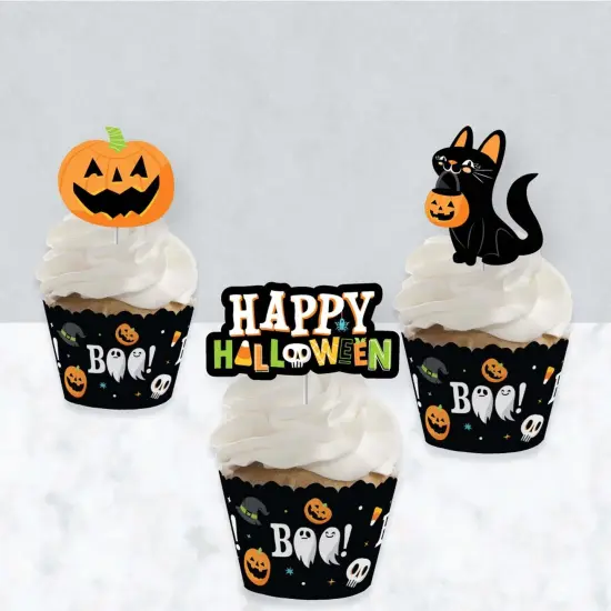 Big Dot of Happiness Jack-O'-Lantern Halloween - Cupcake Decoration - Kids Halloween Party Cupcake Wrappers and Treat Picks Kit - Set of 24 {4}