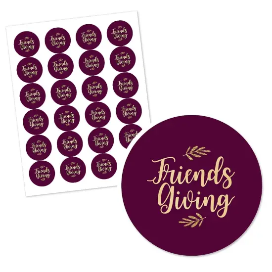 Big Dot of Happiness Elegant Thankful for Friends - Friendsgiving Thanksgiving Party Circle Sticker Labels - 24 Count {3}